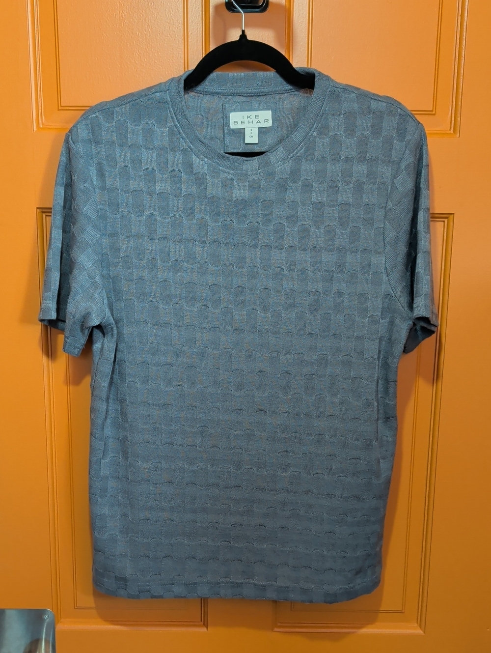 Ike Behar Short Sleeve Textured Crew Neck Tee in Slate